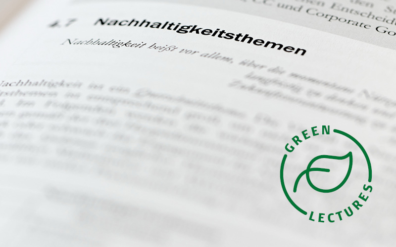 Buchinnenseite mit Logo der Green Lectures